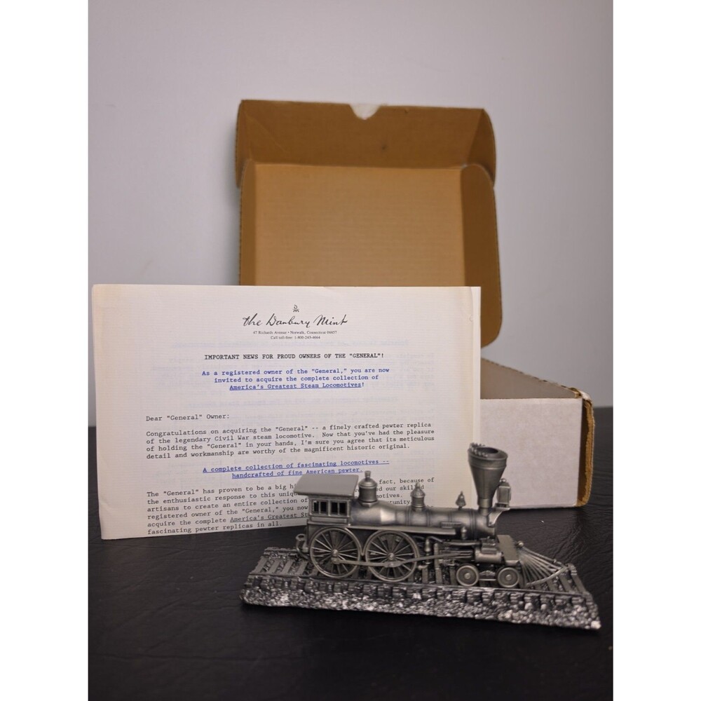 Danbury Mint Pewter The General Locomotive w Track & Paperwork